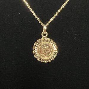 14k Mexican Gold Dos y Medio 1945 Double Sided Coin Pendant! VINTAGE